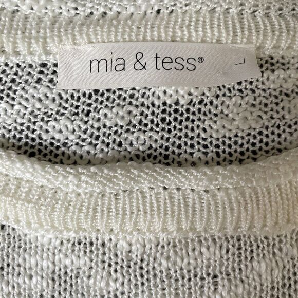 Mia & Tess Sweater Semi Sheer Star Print White Blue Lightweight Women's Large L - Picture 6 of 7